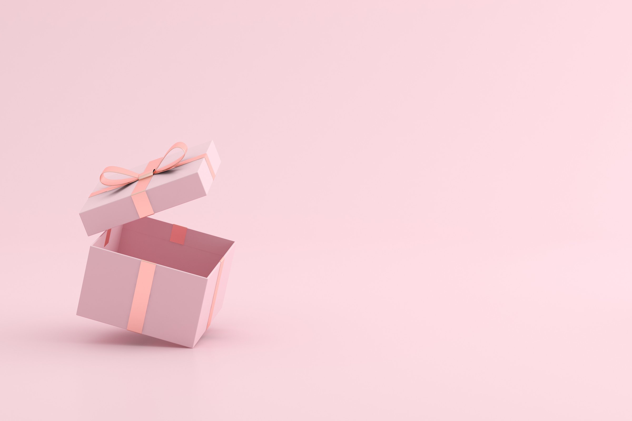 Open Gift Box on Pink Background